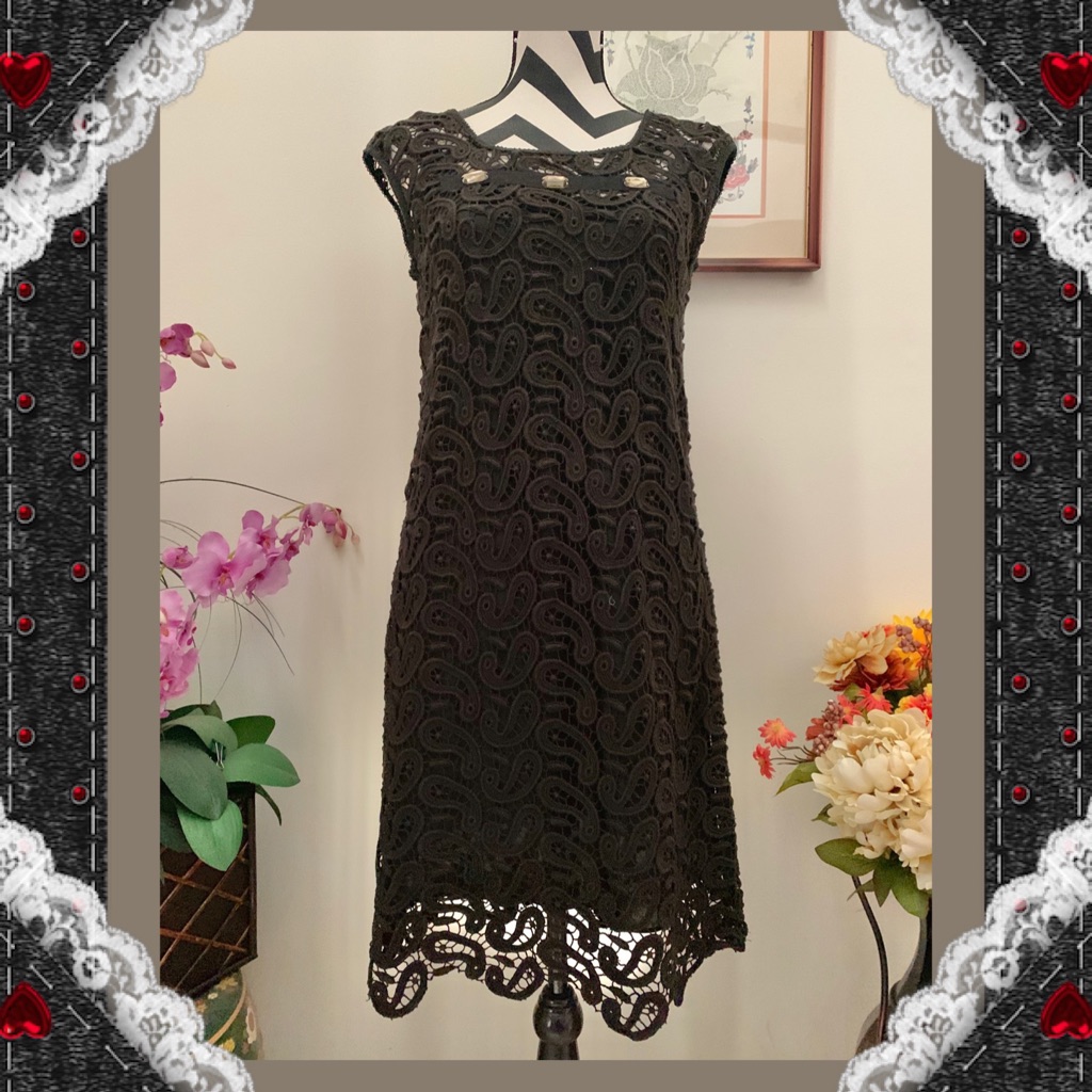 Nicole Miller Collection Crochet Overlay Dress